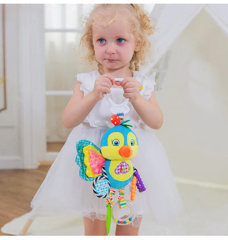 Elephant Plush Lovey With Bell And Rattle 33x20cm Soft Baby Toy