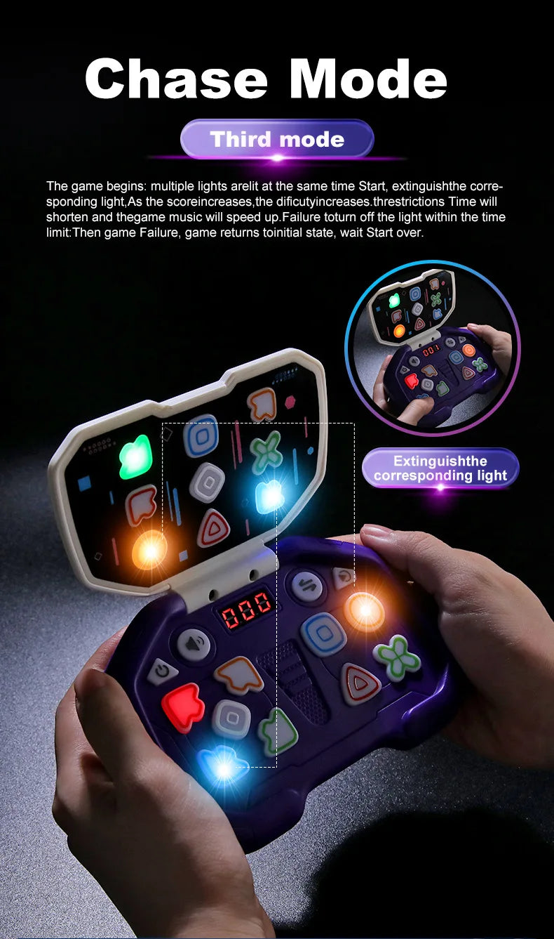 Electronic Music Rhythm Puzzle Game Machine Montessori Pockets Travel Toy Light Up Educational Sensory Fast Push Table Game