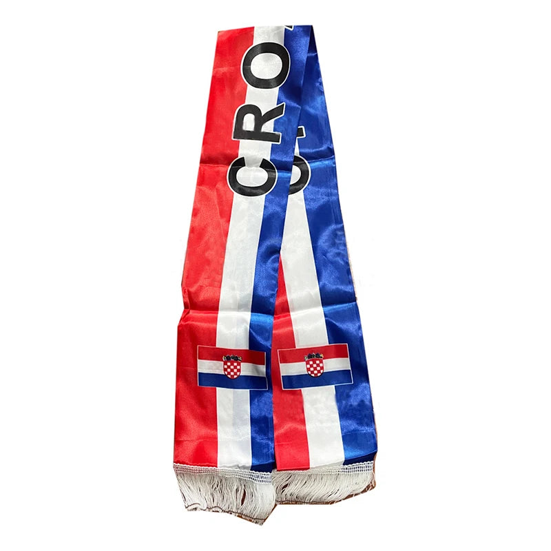 xvggdg  14x130cm  National Team Football Fans Scarf   Argentina france  Morocco  Croatia Tassel Flags Scarf   Souvenir