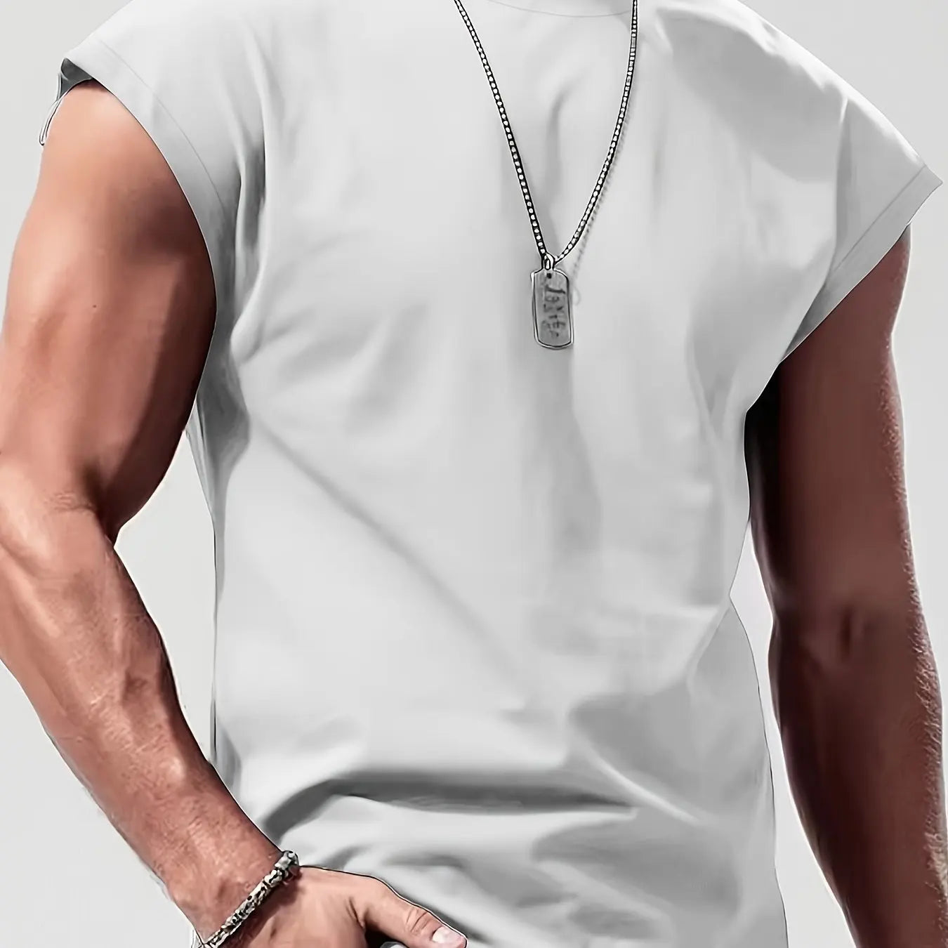 Men'S Summer Solid Color Sleeveless Tank Top Breathable Suitable for Casual Sports Versatile Style