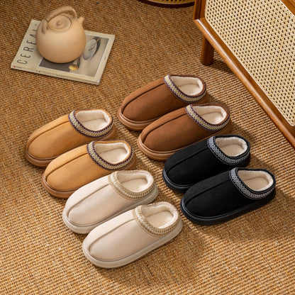 Mens Plush Fleece Lined Slippers With Thick EVA Sole Indoor Outdoor Non Slip