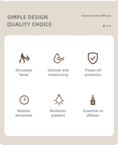 120 mL Aromatherapy Diffuser Humidifier With 3D Flame Night Light For Bedroom