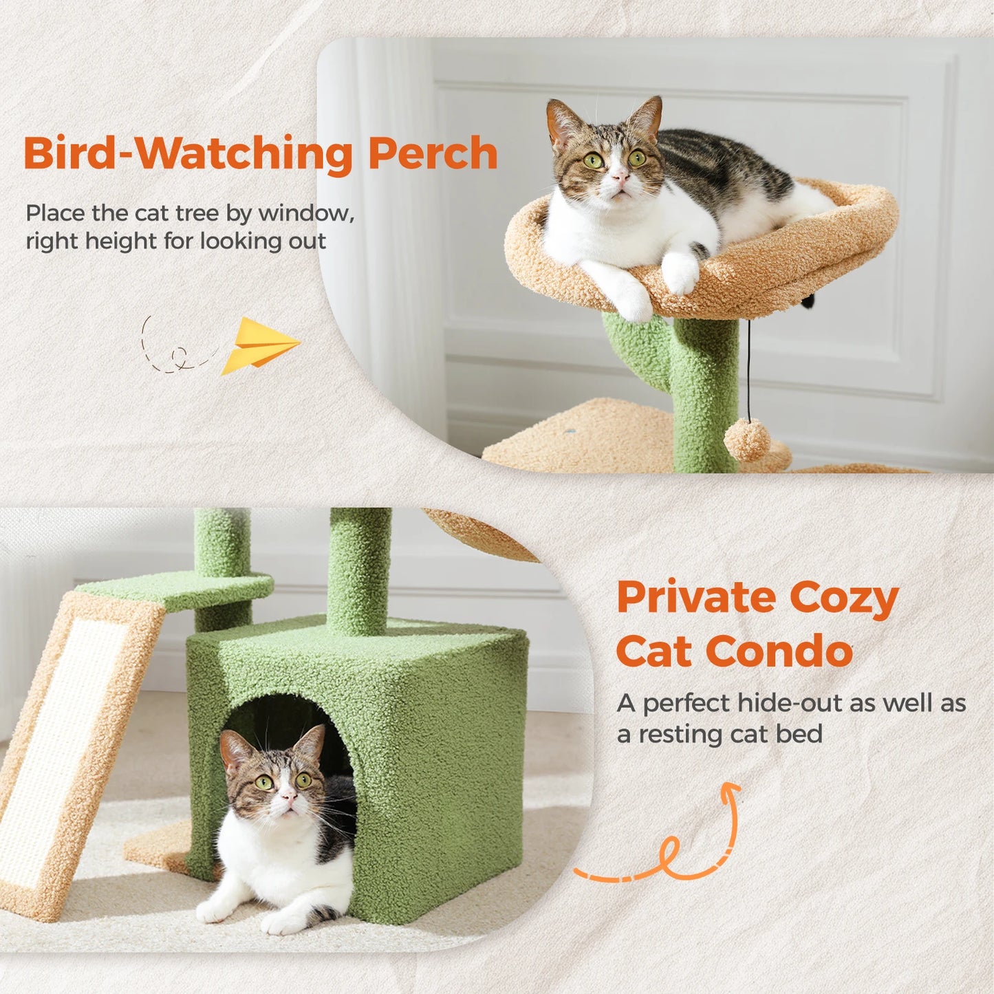 Indoor Cat Tree & Tower with Scratching Posts and Hammock – 2 Styles