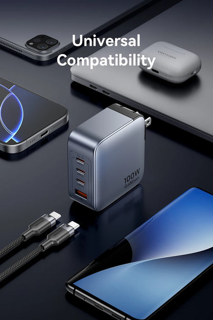 100W GaN USB C Fast Charger With USB PD Quick Charge