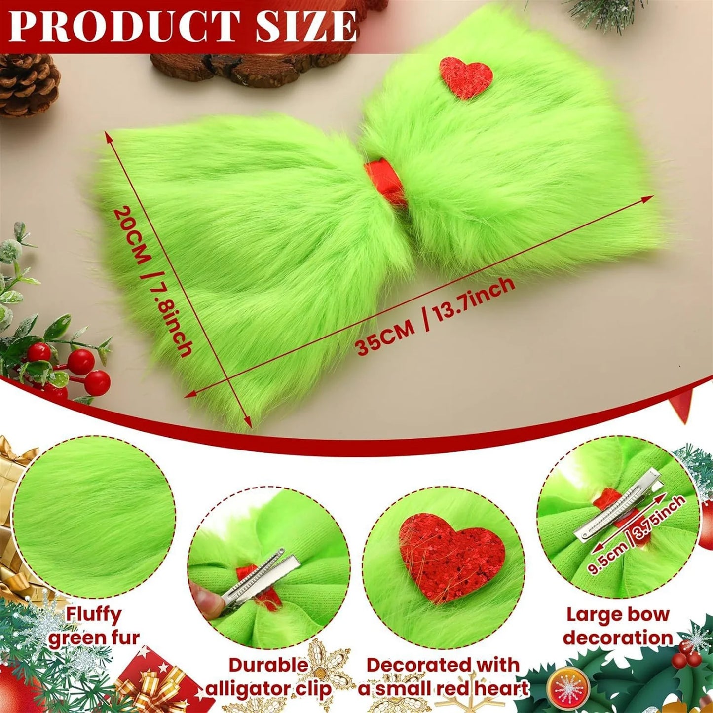 Grinch-Inspired Christmas Tree Topper Bow – Indoor Holiday Decor