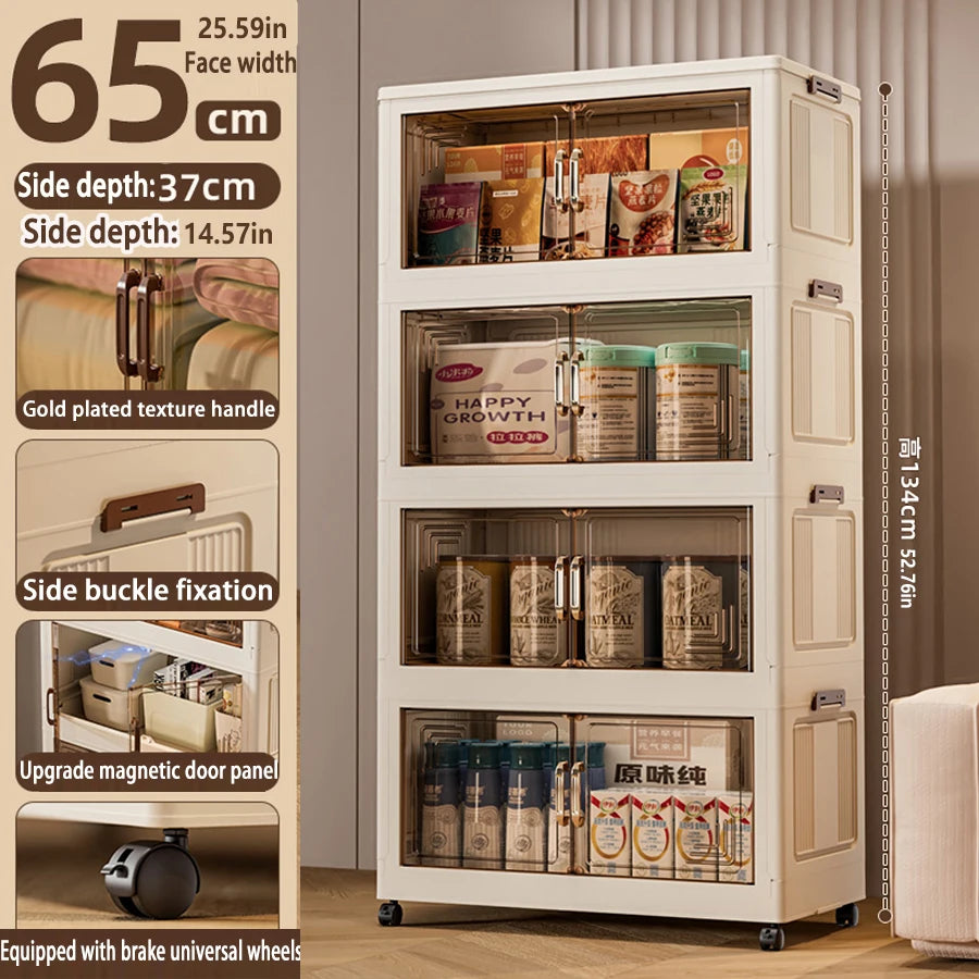 45/55/65cm Length Multifunction Folding Storage Cabinet Sundries Cabinet Large Capacity Dustproof Wardrobe Locker