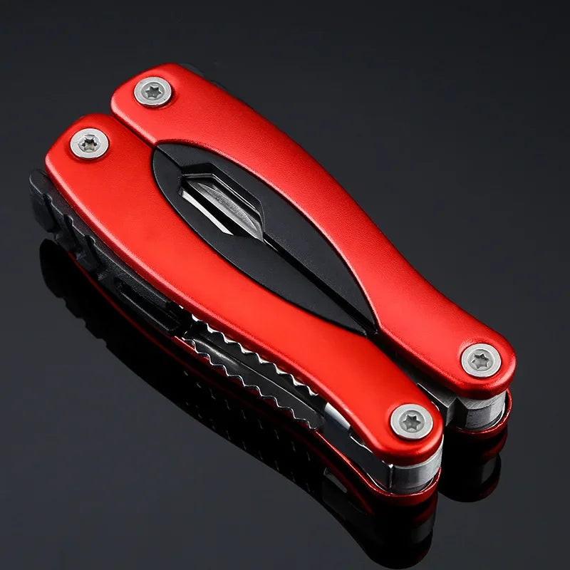 Stainless Steel 9 In 1 Portable Multi Tool Pliers Blue And Red For Camping