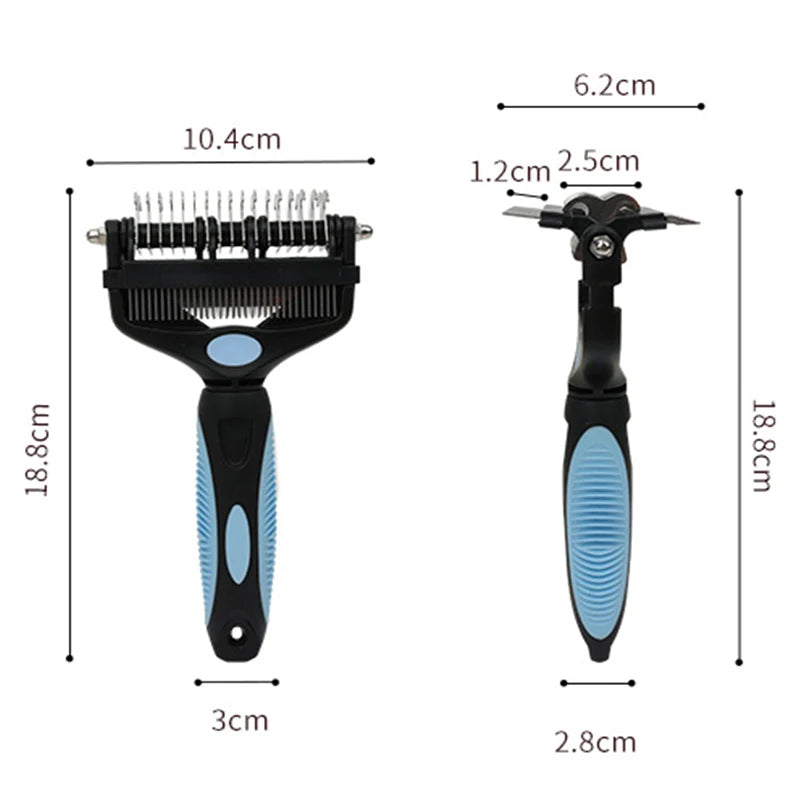 3-in-1 Pet Deshedding Brush – Dog Hair Remover & Fur Knot Cutter for Cats and Puppies