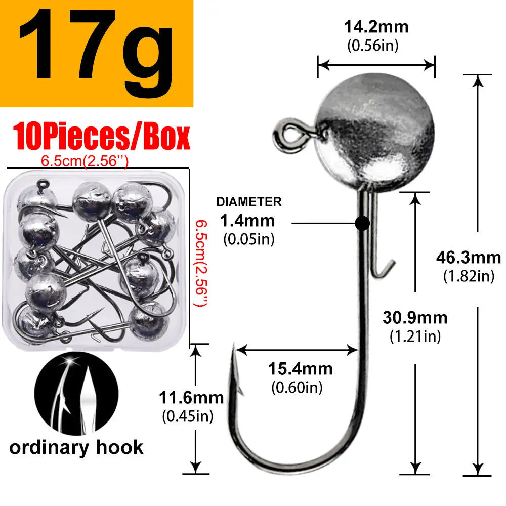 MrLurion Package Box 2g 3g 5g 7g 10g 12g 16g 20g jig head hook for fishing tackle ,crank carbon lure hook for worm soft