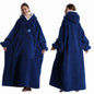 Extra Long Hooded Blanket – Winter Flannel Wearable Throw with Full Sleeves