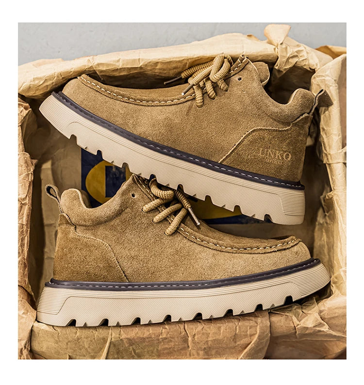 Mens Suede Leather Lace Up Ankle Boots Casual Retro Style