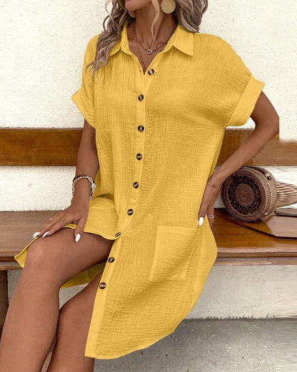Women's Solid V-Neck Knee-Length Dress Three-Quarter Sleeves Polyester Jersey