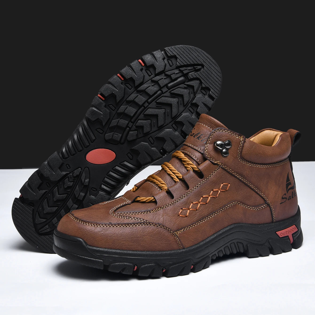 Men's Casual Leather Lace Up Ankle Boots Outdoor Boots