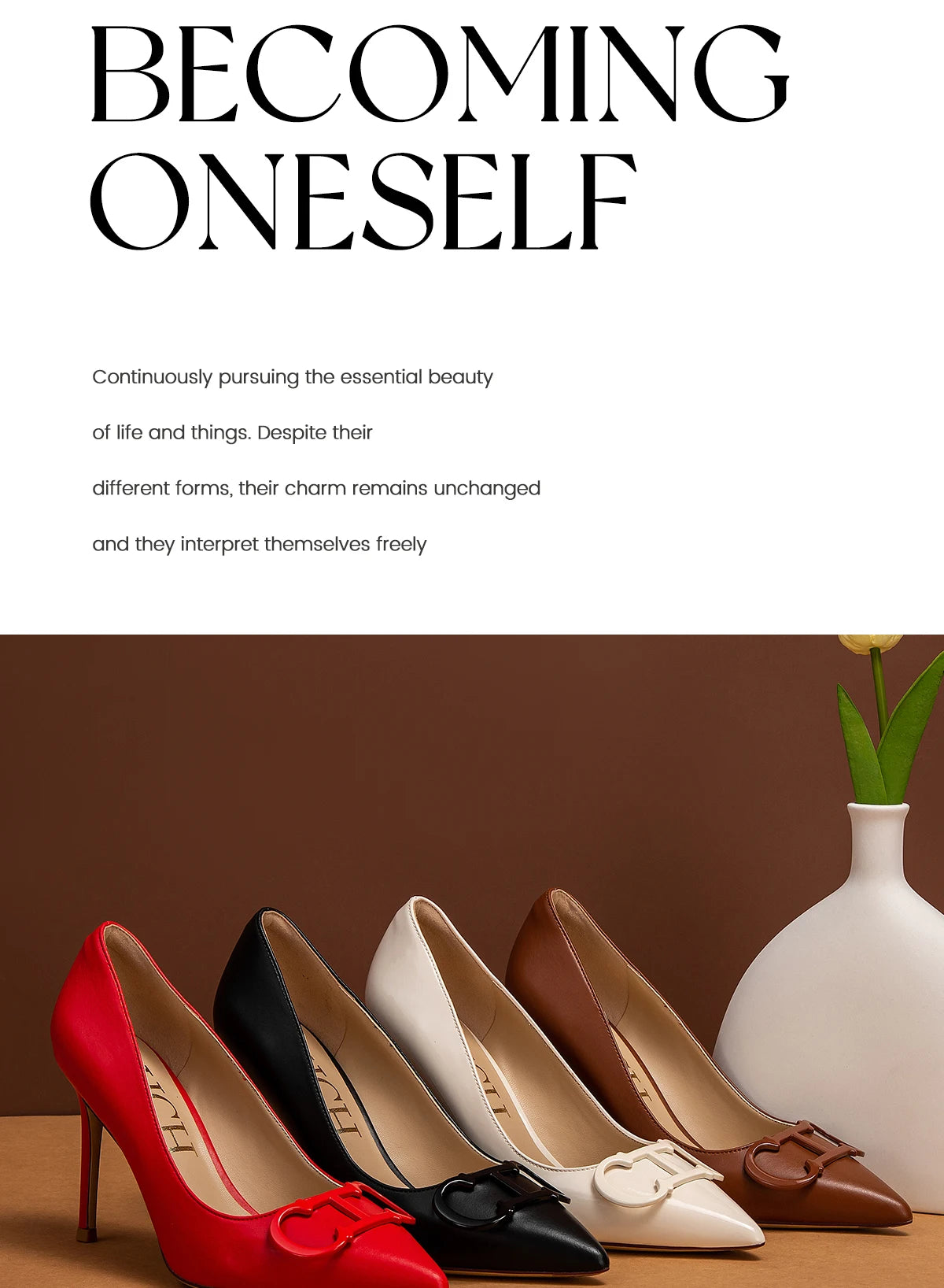 Women's Pointed Toe Pumps With Ankle Strap, 9cm Heel, Metal Buckle