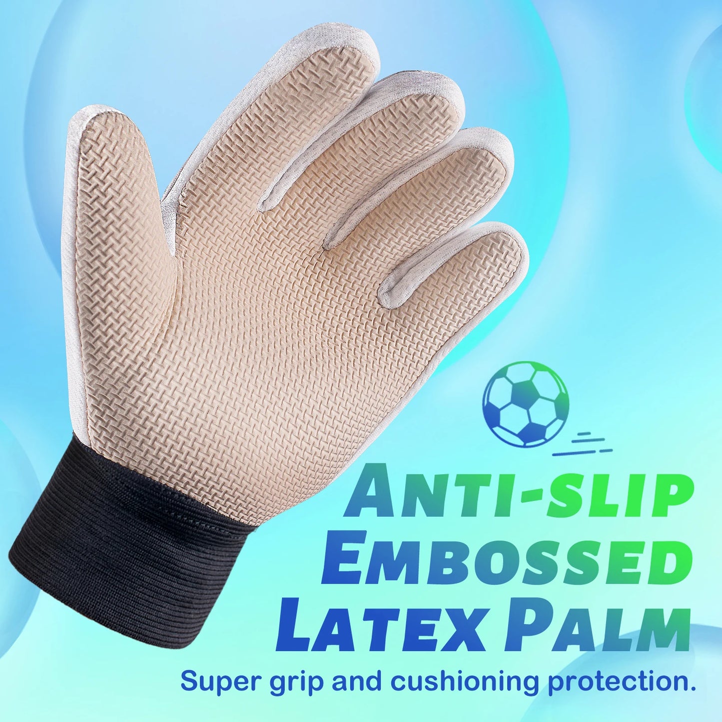 1 pair Non-Slip Soccer Goalie Gloves with Double Wrist Protection