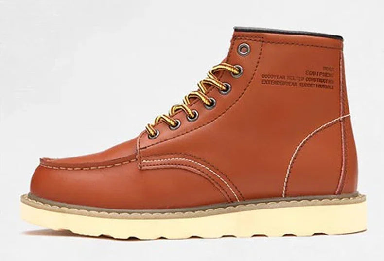 Mens Leather Winter Snow Boots With Fur Waterproof Ankle High Top