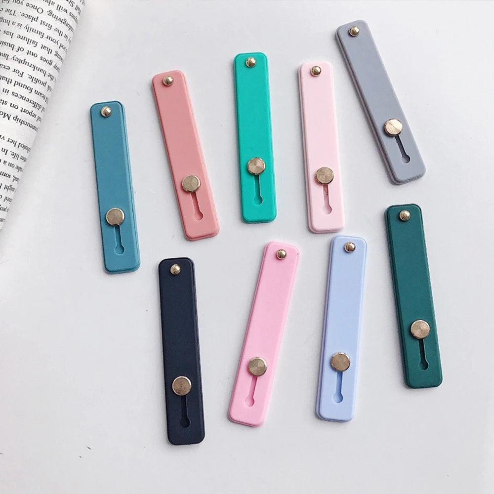 Wrist Band Hand Band Finger Grip Mobile Phone Holder Stand Push Pull Universal Plain Color Phone Socket Holder for iPhone Xiaomi