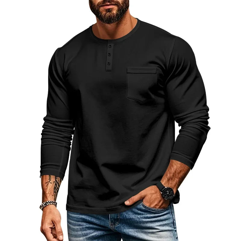 Men's Slim Fit Crew Neck Long Sleeve T-Shirt 2025 Autumn Winter Breathable Casual Bottom Shirt Top