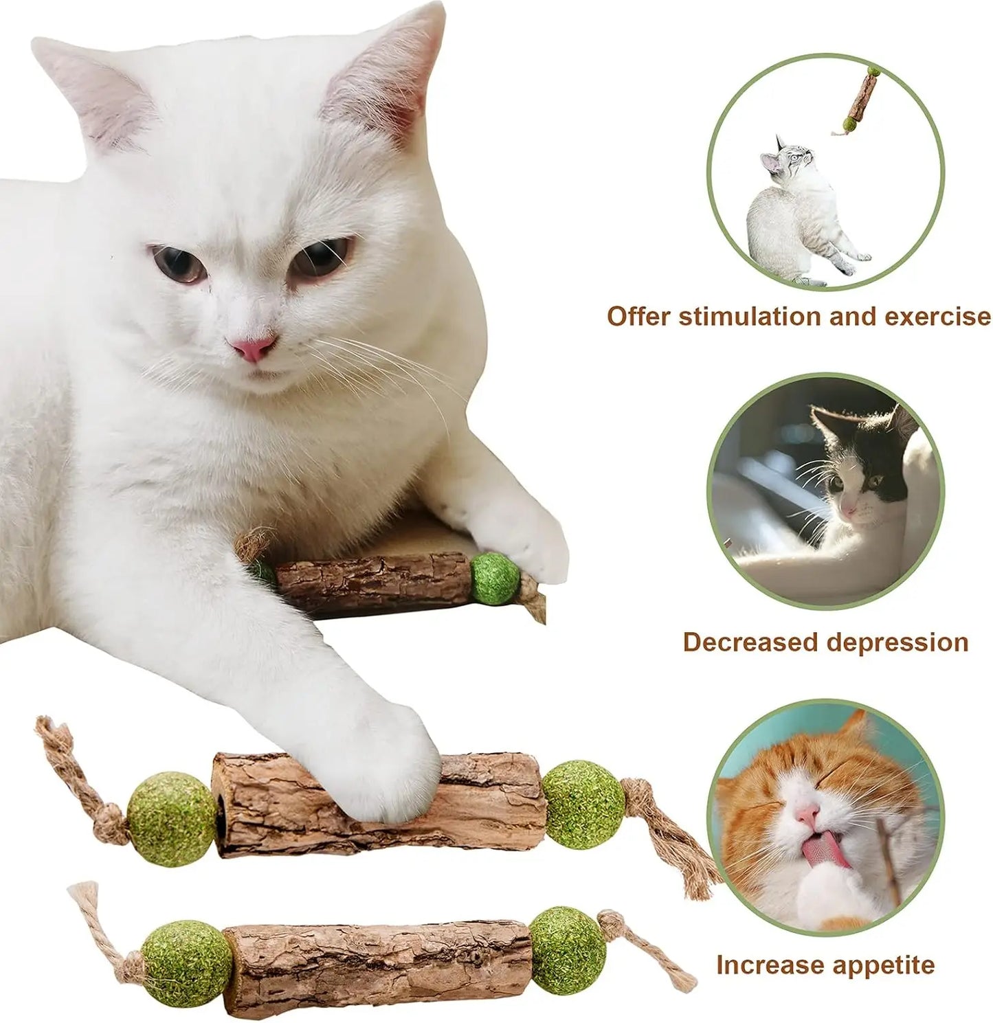 Natural Catnip & Silvervine Molar Stick for Cats