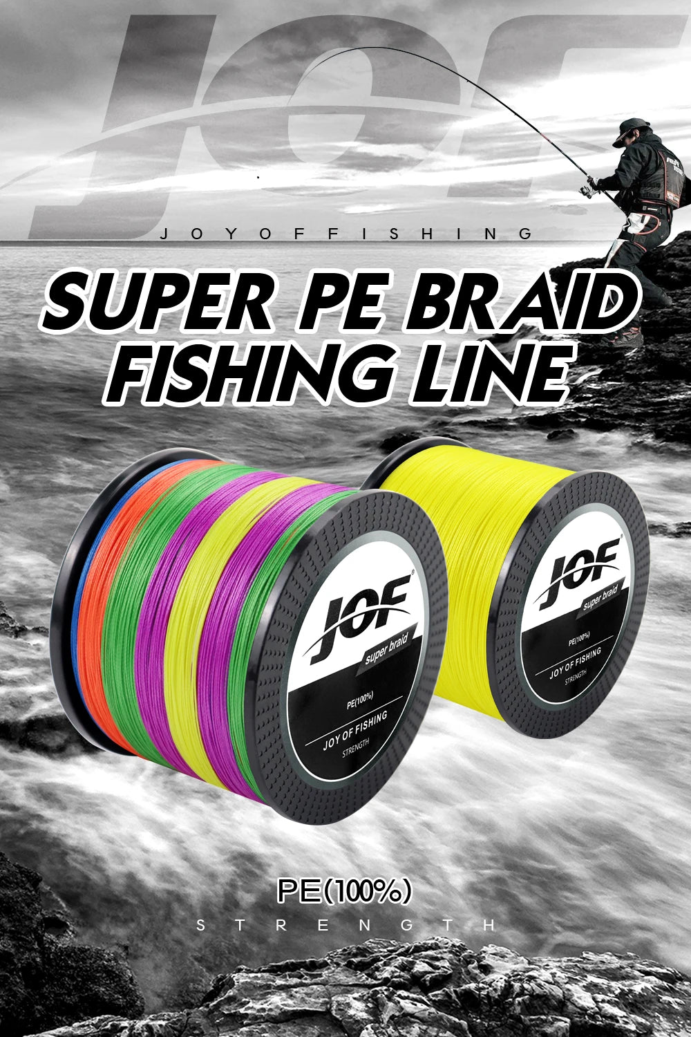 JOF 300M 500M 1000M 8 Strands 4 Strands 18-88LB PE Braided Fishing Wire Multifilament Super Strong Fishing Line Japan Multicolor