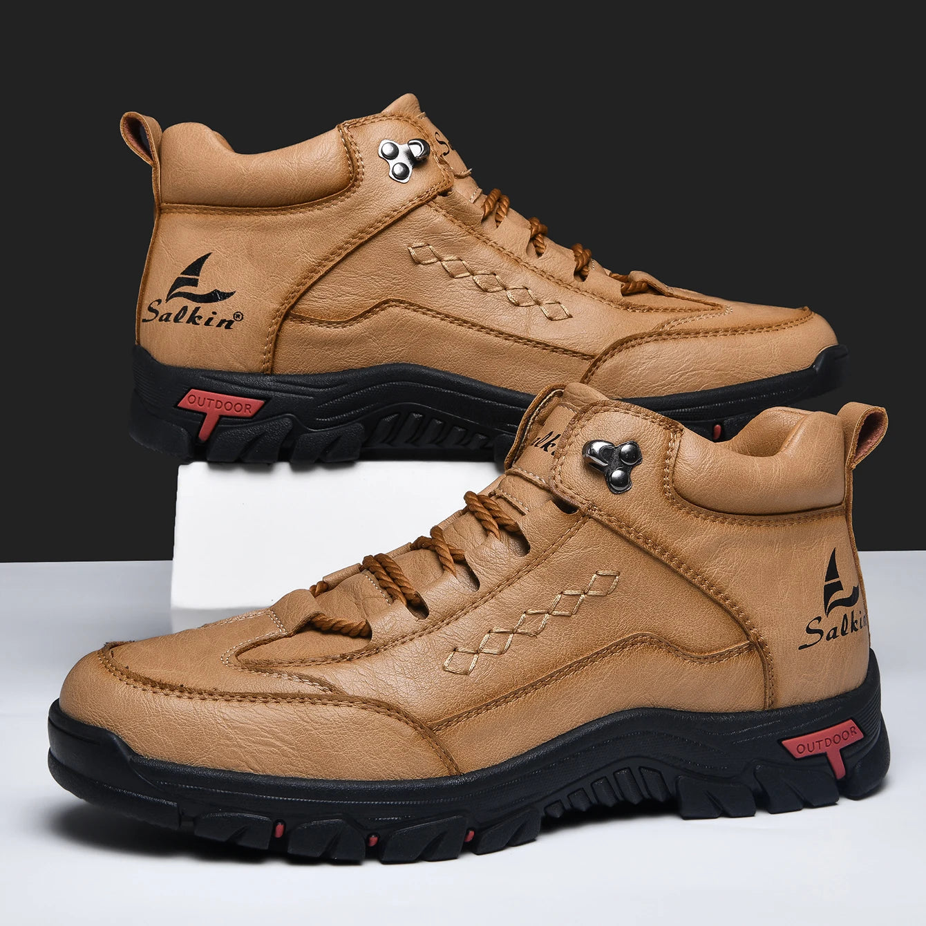 Men's Casual Leather Lace Up Ankle Boots Outdoor Boots