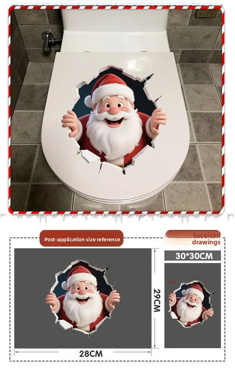 Christmas 3D Santa Break-Through Wall & Window Sticker – PVC Decoration