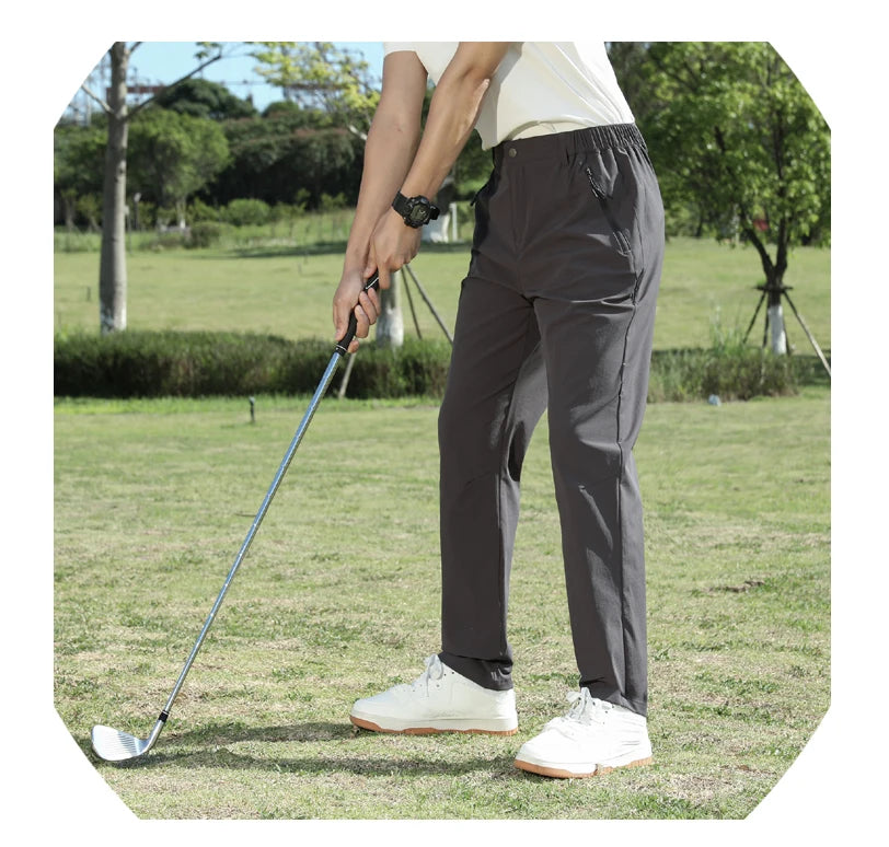 Golf Pants Men Sun Protection 50 UPF Stretch Slim Fit Summer Quick Dry Lightweight Breathable Tapered Leg Pants Zipper Pockets
