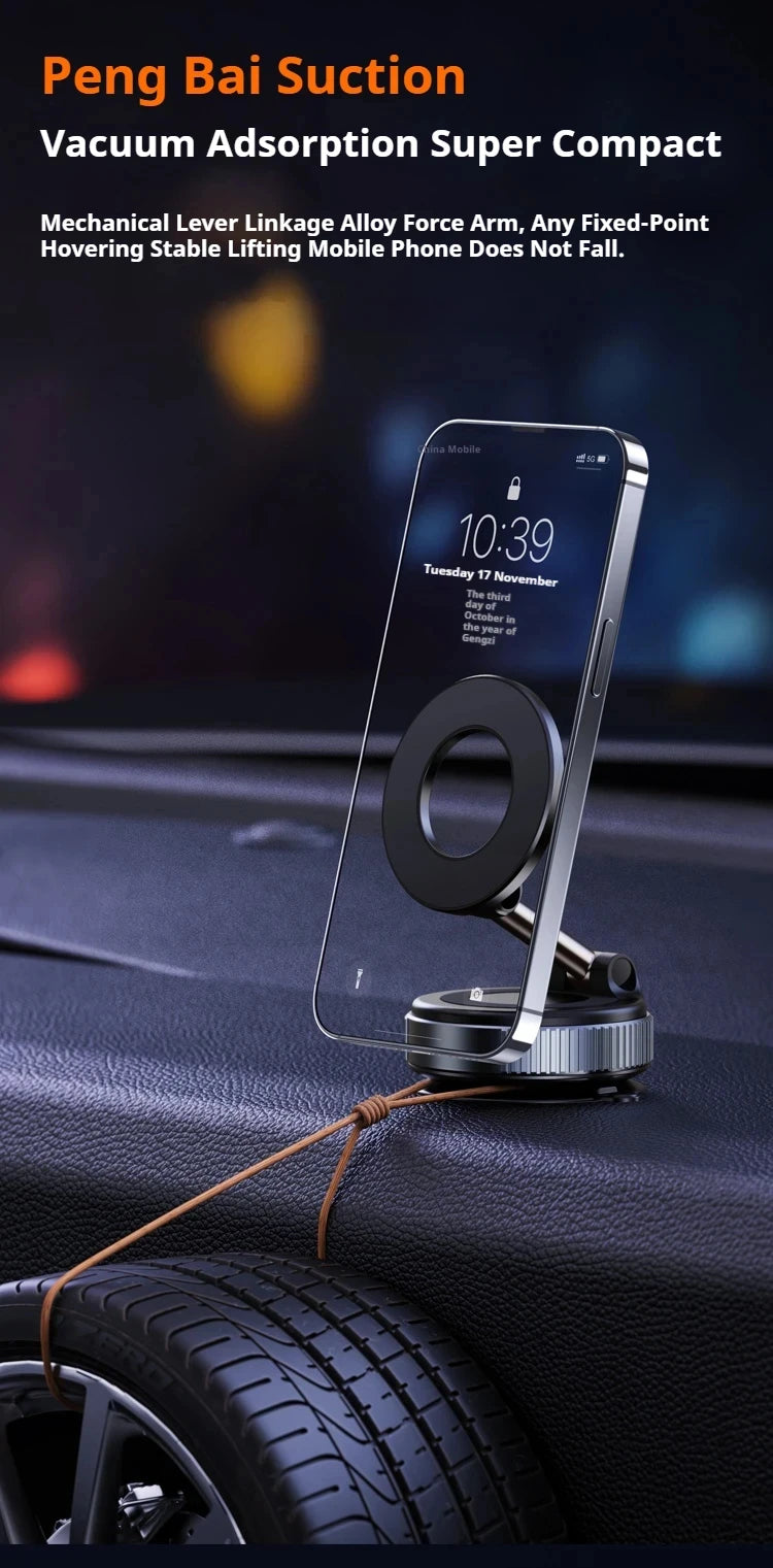Xiaomi Magsafe Car Phone Holder Suction Cup Vacuum Magnetic Phone Stand 360° rotatable and Foldable Suction Cup Phone Holder