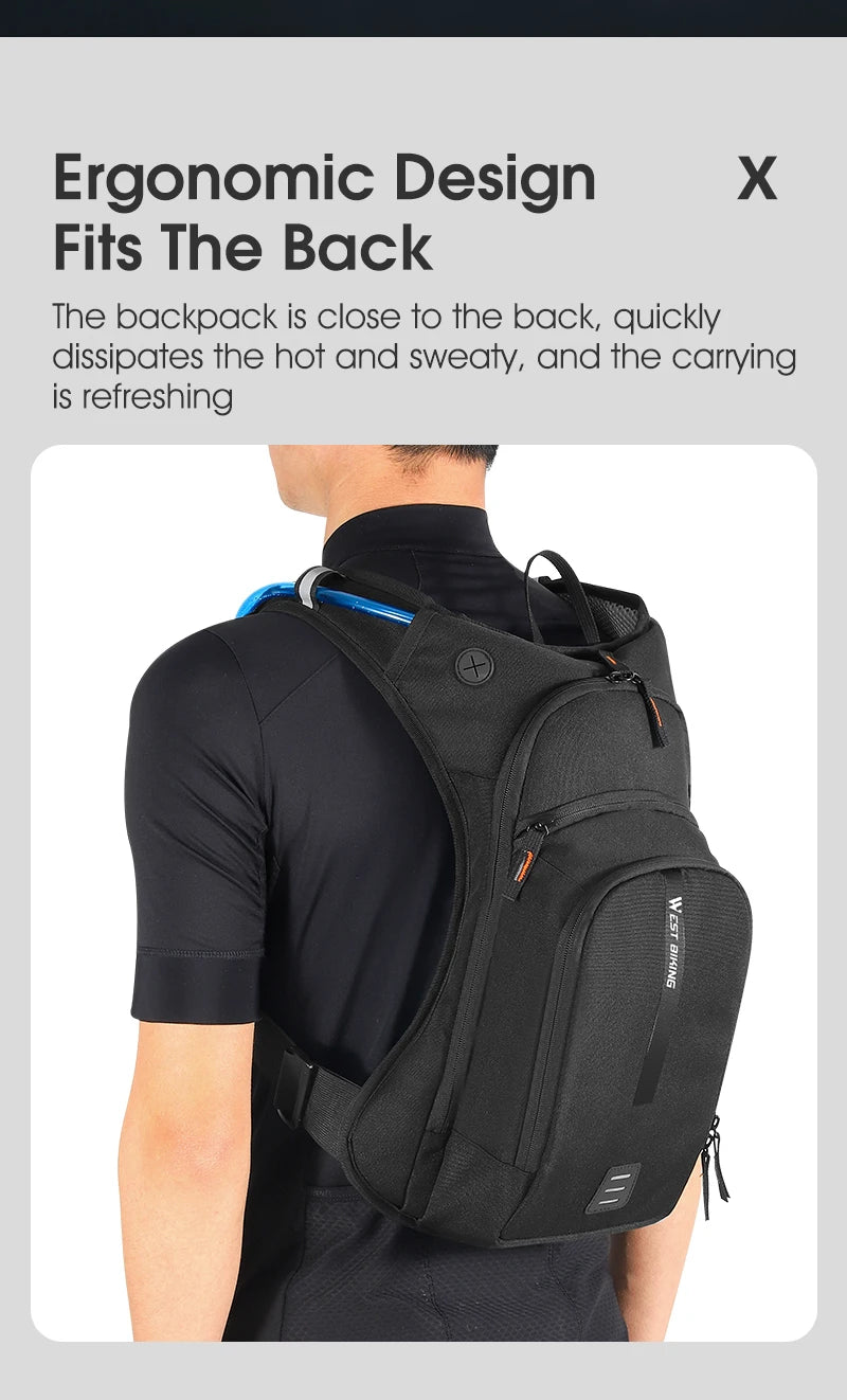 WEST BIKING 10L Ultralight Cycling Backpack Ergonomic Strap MTB Road Bicycle Bag With Water Bag Outdoor Hiking Climbing Bag