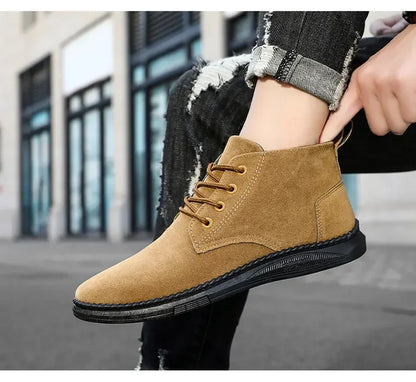 Men's Chelsea Boots Lace-Up Suede Black Ankle Boots