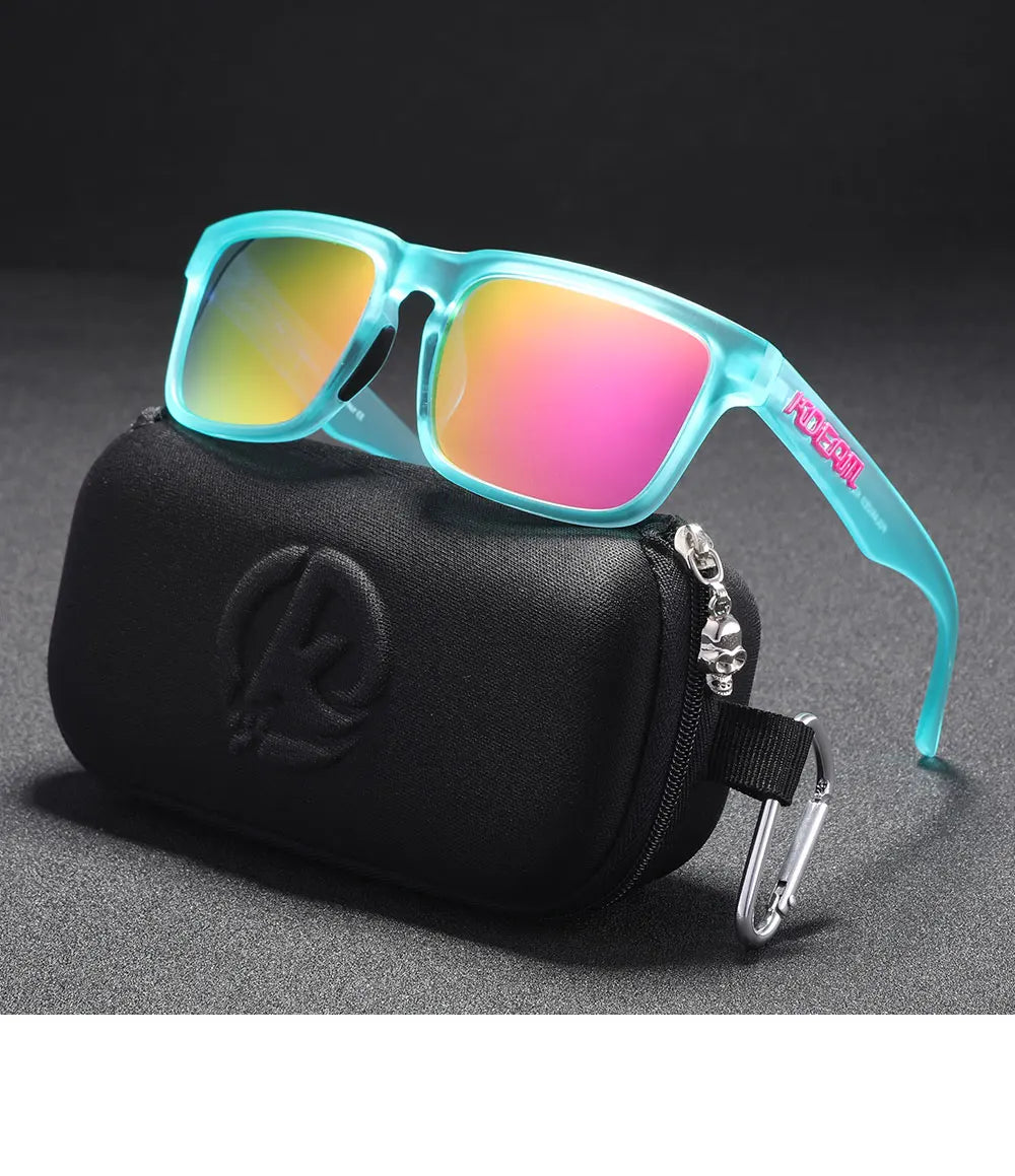 KDEAM Men's Polarized Sunglasses Square Casual Outdoors Sun Glasses Women Unisex Sunglass For Couple With Zipper Case