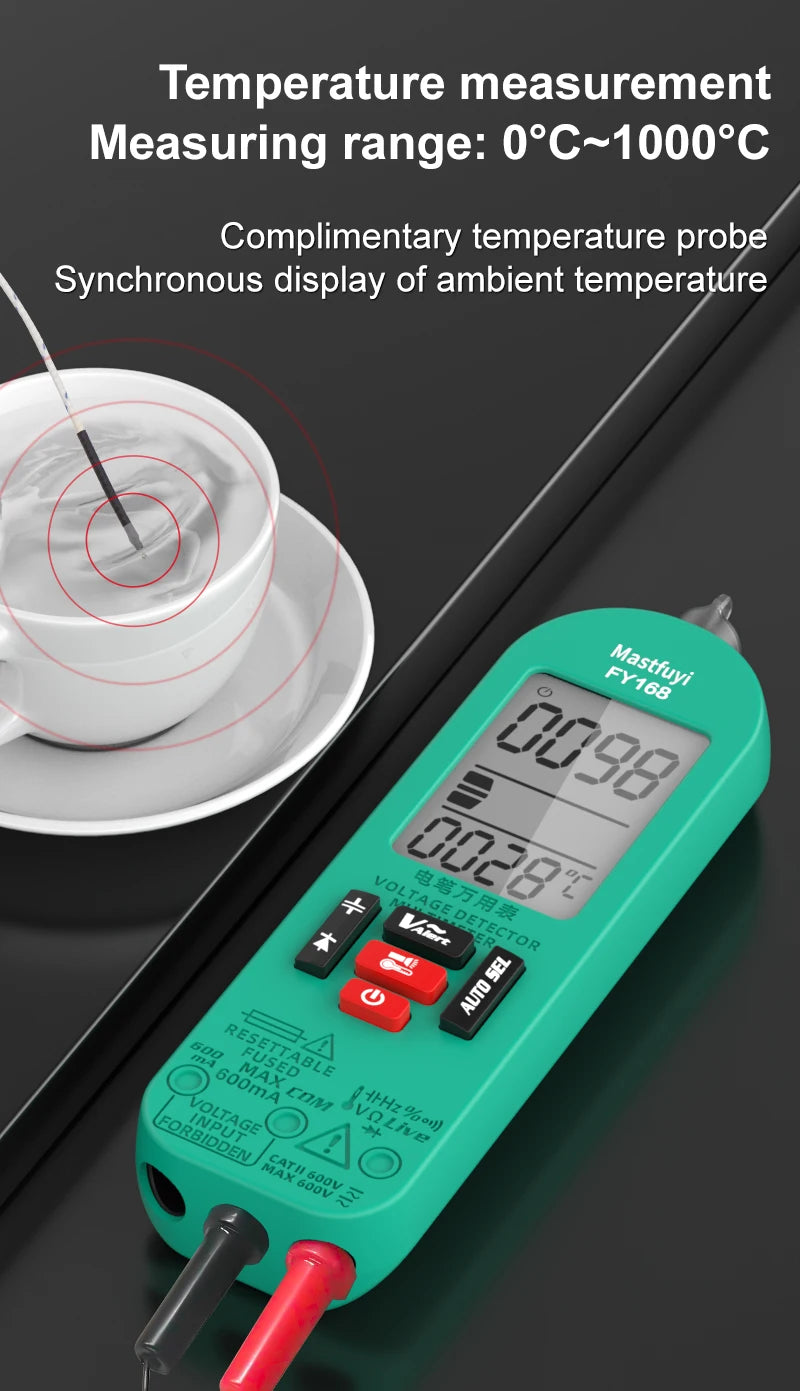 MASTFUYI Professional Digital Multimeter AC/DC Voltage Current 6000 Counts True RMS Volt Amp Ohm Hz Capacitance NCV Tester Tools