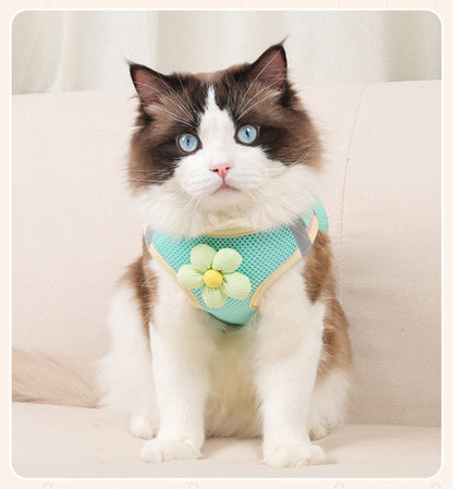 Reflective Pet Harness And Leash Set For Dogs And Cats No Pull Vest Mesh