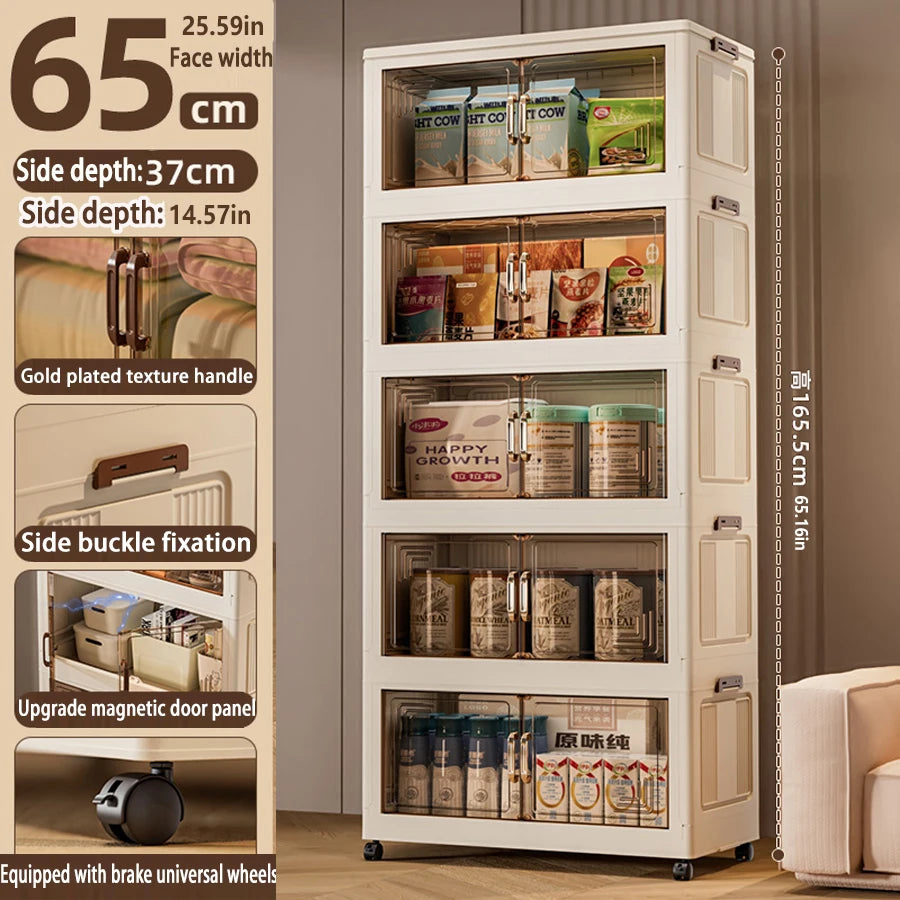 45/55/65cm Length Multifunction Folding Storage Cabinet Sundries Cabinet Large Capacity Dustproof Wardrobe Locker