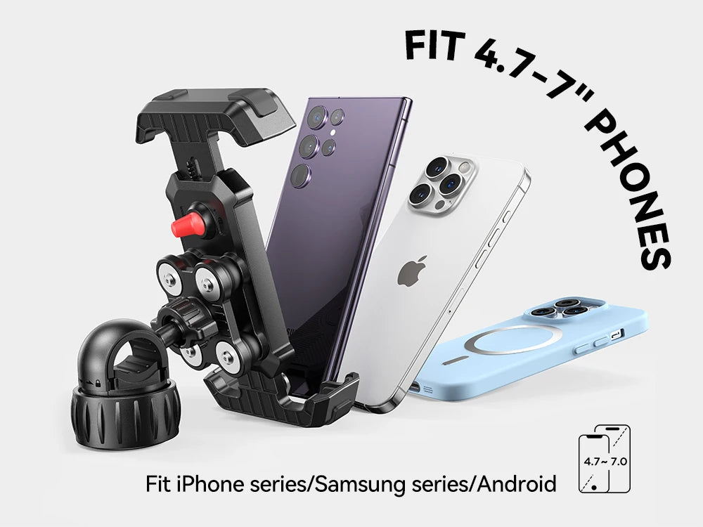 Joyroom Anti-Shake Bike Phone Holder Quick Install Bicycle Motorcycle Phone Mount with Vibration Dampener for 4.7-7" Phones
