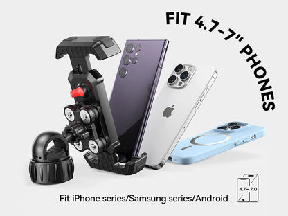 Bike And Motorcycle Phone Holder Mount With Vibration Dampener, 4.7-7 In