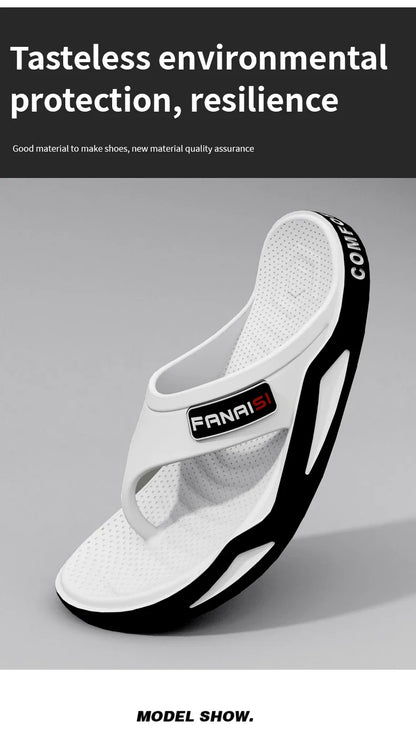 Men's Summer Flip Flops Black PVC Insole Outdoor Beach Sandals