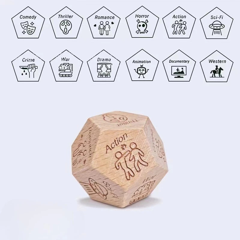 Wooden Dice for Couples, Food Decision Dice Game Gift Idea
