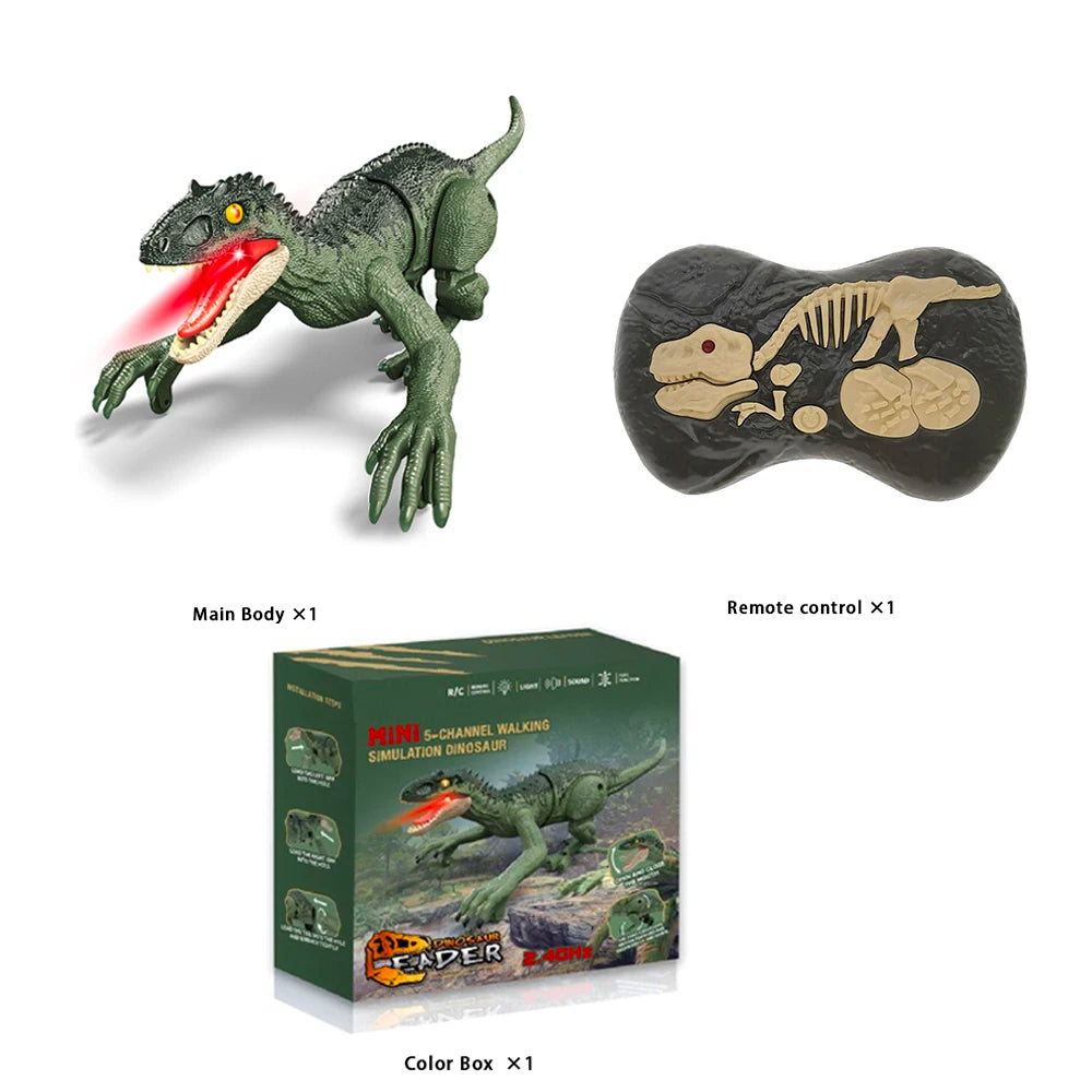 2.4GHz Remote Control Dinosaur Robot Walking And Roaring Mini Dinosaur Light And Sound Ideal Children's Birthday Christmas Gift