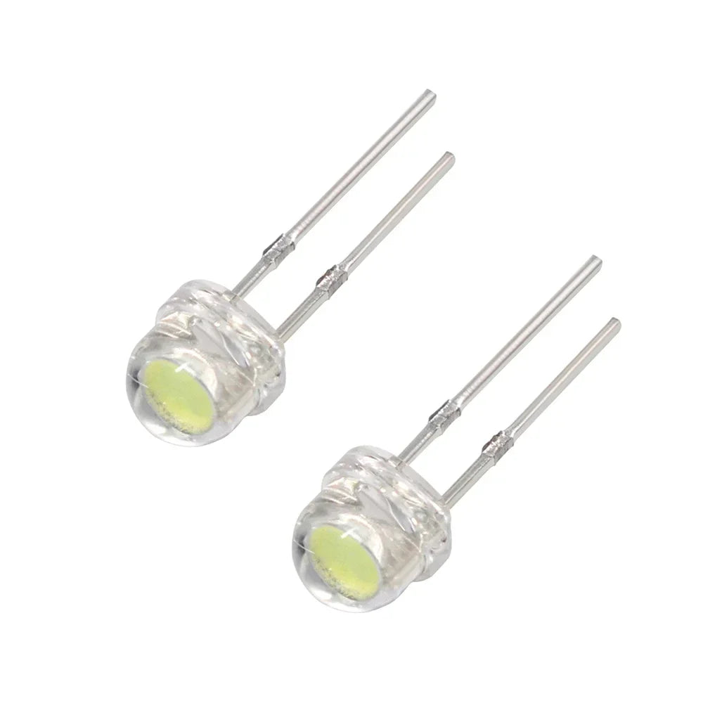 100pcs LED Diode F5 Super Bright Straw Hat LED 5mm Light Emitting Diodes Blue Green Red Yellow White, for DIY Electronic