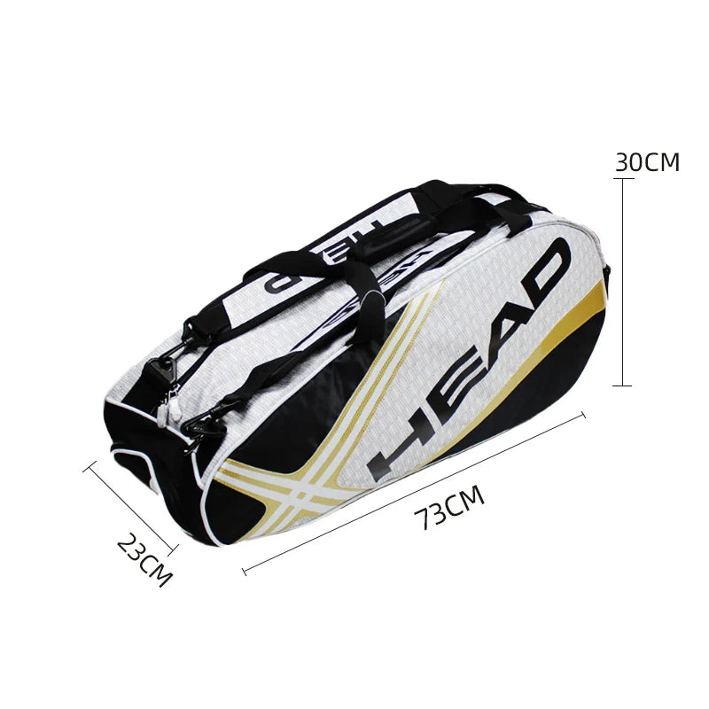 HEAD Tennis Rackets Bag Large Capacity 3-6 Pieces Tennis Backpack Badminton Gymbag Squash Racquet Bag With Separated Shoes Bag