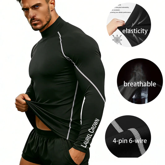 Fitness T-shirt Men Long Sleeve Training Shirts Running Compression Skinny Tops Muscle Workout Clothing