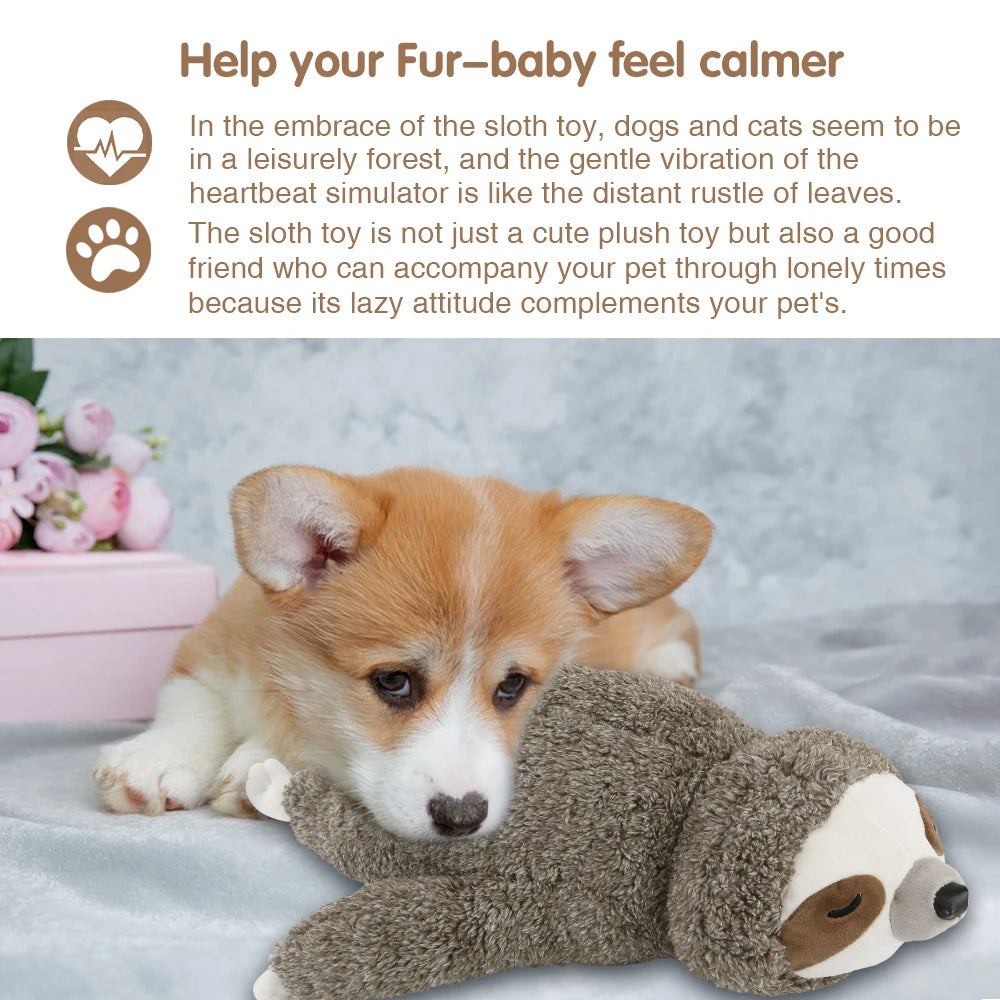 Dog Christmas Gift – Forest Sloth Puppy Heartbeat Toy for Stress Relief & Sleep