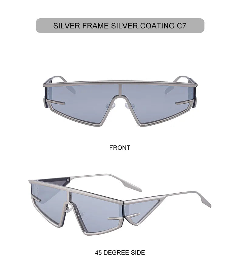 Y2K Punk Shield Sunglasses Square Frame UV400 Protection