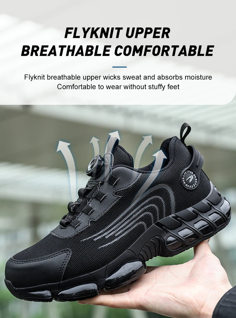 Rotating Button Safety Shoes Men For Work Sneakers Shoes Anti smash Puncture-Proof Protective Men Shoes Steel Toe Work Boots