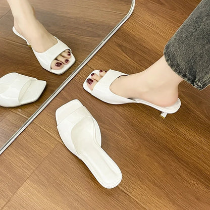 Women High Heel Sandals Black Open Toe Square Toe US 5