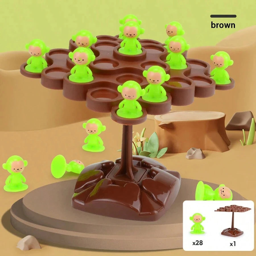 Plastic Monkey Stacking Game & Frog Balance Tree - Kids' Educational Toy, Parent-Child Interactive Focus Training Game!