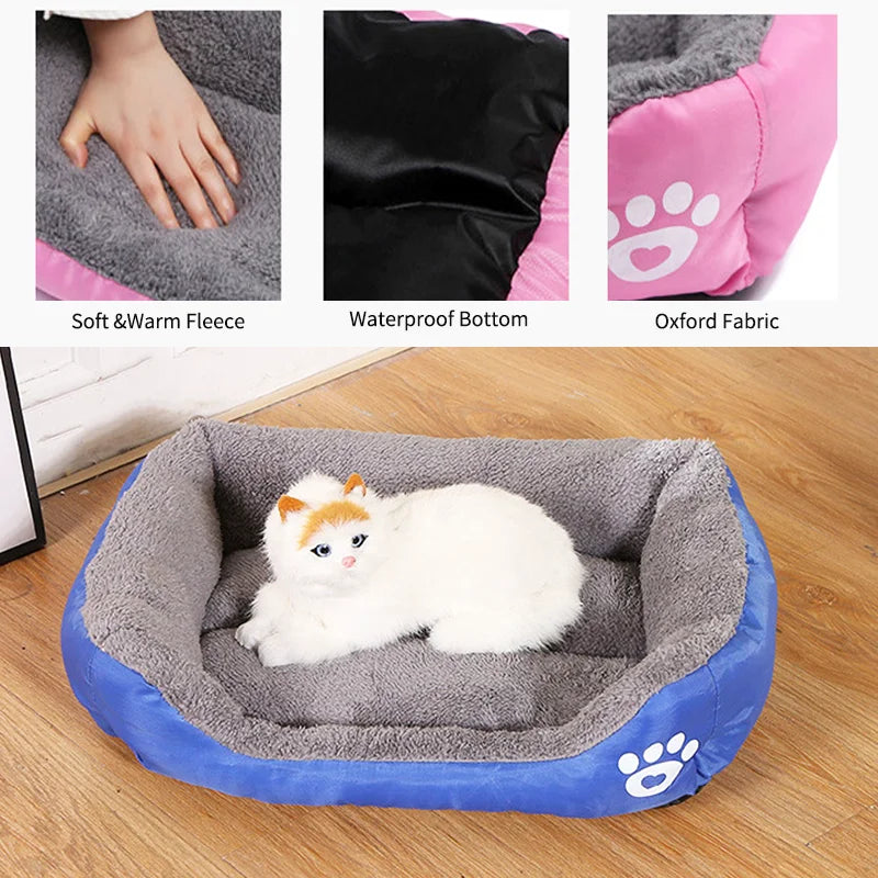 Large Square Dog Bed – Plush Cat Nest and Dog Sofa, All-Season Waterproof Mattress
