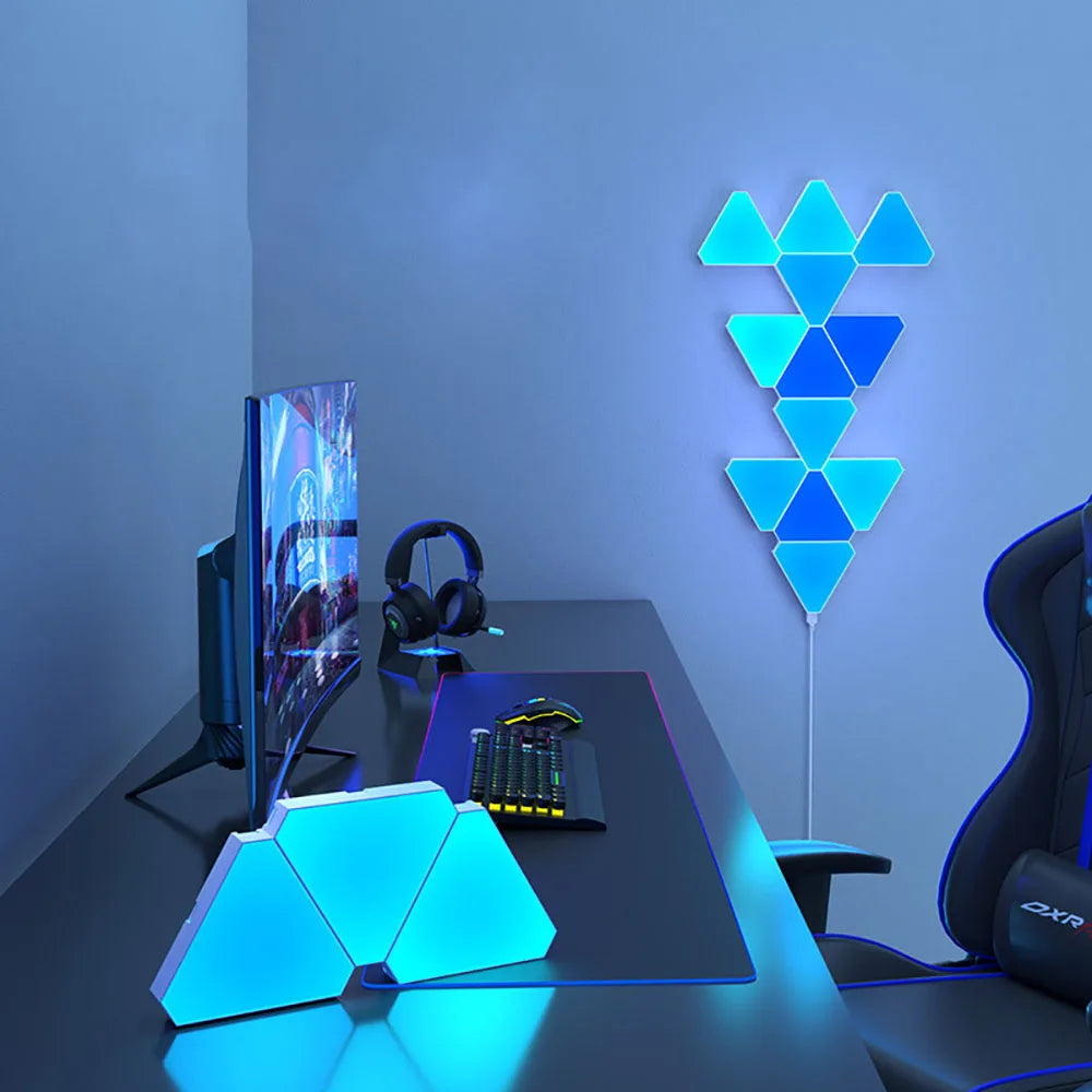 LED Triangular Quantum Lamp – RGB Smart Wall Lamp for Bedroom & Office