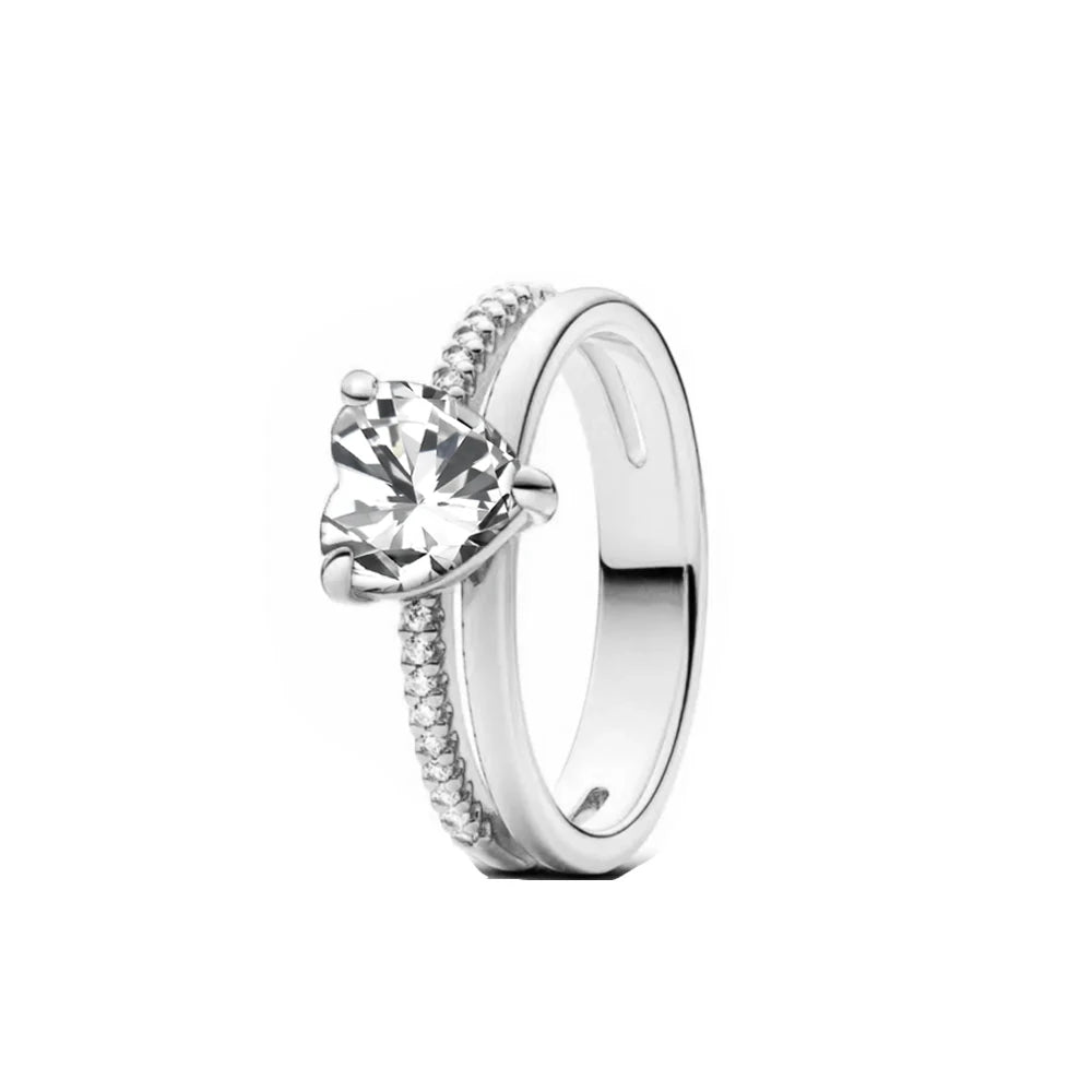 925 Sterling Silver Red Pink Blue Green Heart Stone Size 6 7 8 9 European Daisy Ring Rings Wedding Fashion Fine Jewelry Women